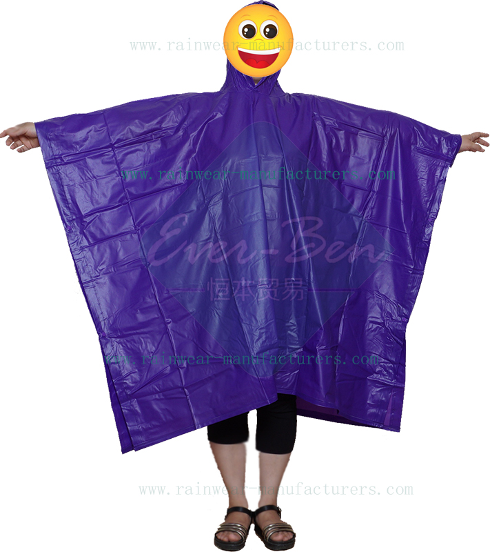 Purple PVC travel rain poncho